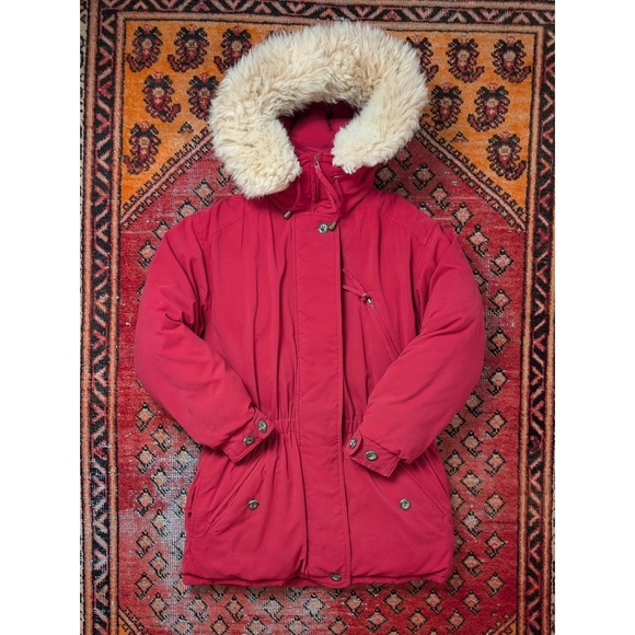SIZE SMALL - Vintage Eddie Bauer Red Down Parka - Picture 1 of 11